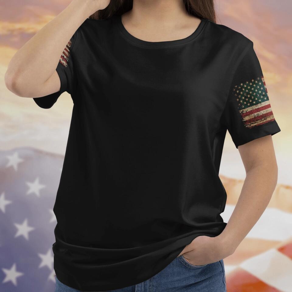 Personalized Female Veteran All-Over Print T-Shirt - Gift Idea For Female Veteran/Veterans Day - Never Underestimate A Woman With A Military Background