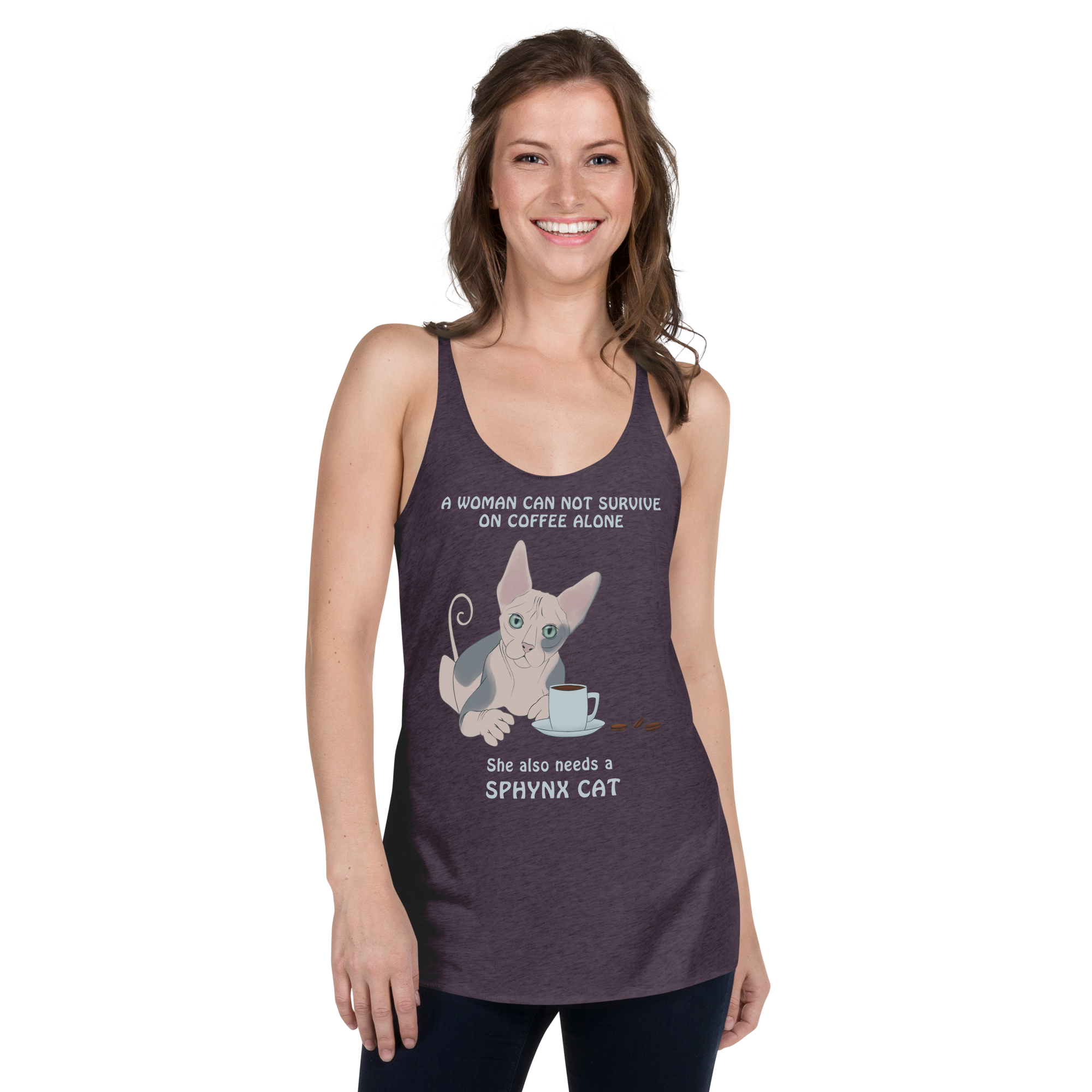 "WOMAN CAN'T SURVIVE ON COFFEE ALONE" TANK